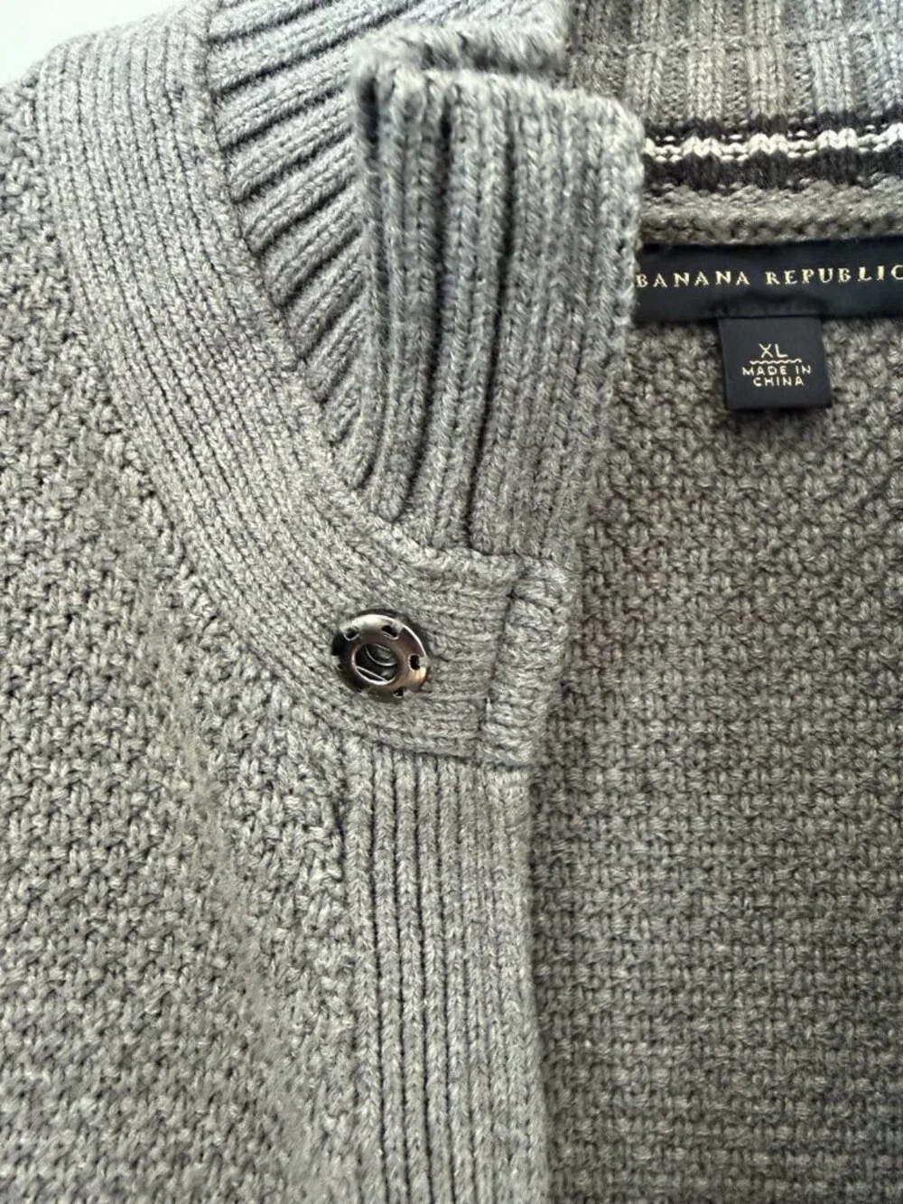 Banana Republic Cardigan Sweater Gray Full Zip  Long Sleeve Men’s XL